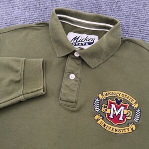 Disney Mickey Mouse L/S Rugby Polo Men's Size XL State University 1928 Green